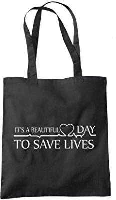Anatomy Bag It's a Beautiful Day To Save Lives-Tragetasche – Hospital TV Show Merch My Person Grays Merch Baumwoll-Tragetasche, Schwarz , One size