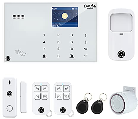 Sistema de Alarma para casa DV-1A3G V3,Modelo 2022, Marcador telefónico 4G, 99 Zonas inalámbricas y 3 Filas, aplicación DadVu