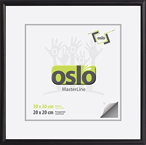 OSLO MasterLine Bilderrahmen 30 x 30 schwarz Holz massiv, Echtglas, schmales Profil FSC-zertifiziert