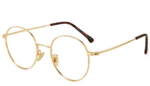 Cyxus Occhiali Luce Blu Donna Uomo Montature Leggero Metallo Moda Computer Occhiali Anti Mal di Testa Affaticamento Degli Occhi(Oro)