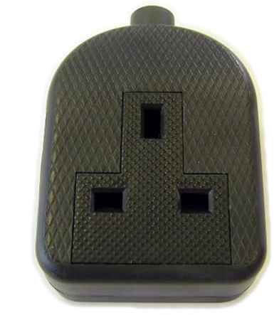 Lyvia Electrical 9432B 1 Gang 13A Trailing Socket, Rubber, Black