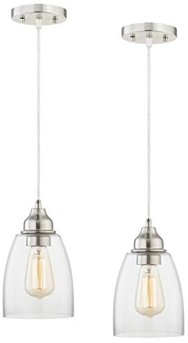 WISBEAM Hängeleuchte Hängeleuchte Deckenleuchten mit E26 Medium Base Max 60 Watt ETL bewertet Leuchtmittel nicht enthalten Nickel 2er Pack