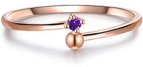 GLANZSTÜCKE MÜNCHEN Damen Solitär-Ring aus 925/- Sterling Silber rosévergoldet mit Amethyst lila - Edelsteinring Stapelring Silberring
