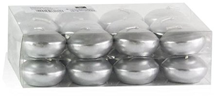 Wiedemann Kerzen Schwimmkerzen Silber Ø 45 mm, 24 Stück, rußarm, hochwertiger Docht, Made in Germany