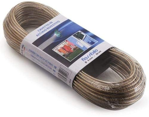 FILOMAT Cavetto stendibiancheria in Acciaio Rivestito Trasparente Flessibile Diametro 5 mm - 20 Metri