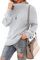 YUNDAI Womens Jumpers Turtleneck Batwing Long Sleeve Loose Oversized Sweater Knitted Pullover Solid Color Chunky Tops for Winter, Small Light Gray