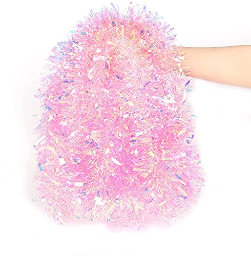LOMIMOS Guirlande de Noël Rose pailletée pour Sapin de Noël, fête de Mariage, 5,2 m