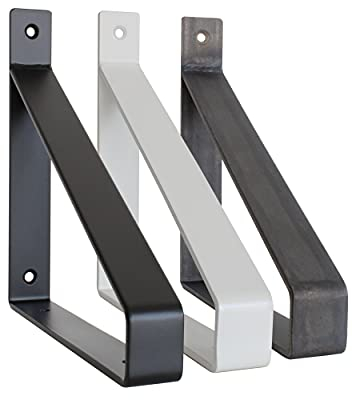 2x Regalträger BERLIN-MITTE massiv Stahl Wandregal Regalhalterung Winkelträger Metall schwerlast Regalsystem Büro Bücherregal Design Schweberegal Wohnzimmer Flur Küche Bad Wandmontage (200mm, Weiß)