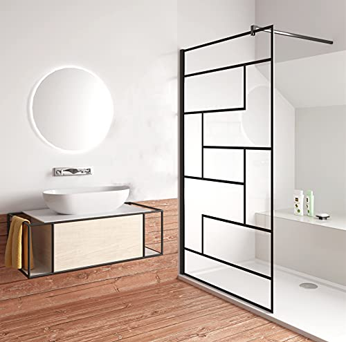 Acezanble Duschabtrennung 90x200cm Duschwand Walk In Dusche 8mm NANO Echtglas Schwarz