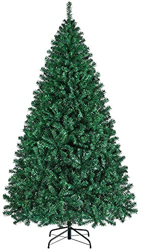 Yaheetech 219cm 1446Puntas Árbol de Navidad Artificial Grande Adornos Nevados con Soporte Metálico Rama Navideña Decoración de Navidad Familiares para Interior Exterior 128×219cm