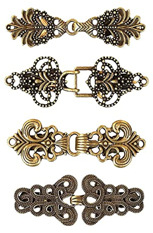 Mirrwin Strickjacke Clip Retro Umhang Broschen Hemd Brosche Clips Halsbandclip aus Zinklegierung 4 Modische Kragenclips für Pullover, Tücher und Cheongsams, für Jungen und Mädchen, Bronzefarben
