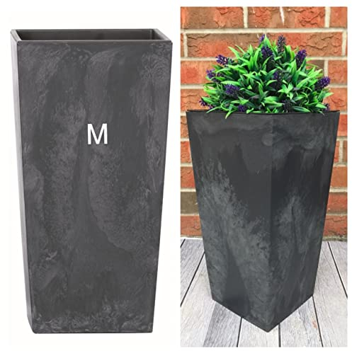 Blumenkübel mit Einsatz Slim Hoch Quadratisch Beton Optik Farbe: Anthrazit M (BxH): 23 x 44 cm
