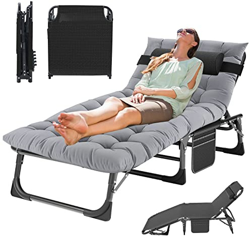 MOPHOTO Klappbarer Loungesessel 5-Position, Klappliege, tragbarer Outdoor-Chaiselongue zum Sonnenbräunen, perfekt für Pool, Strand, Terrasse zum Sonnenbaden