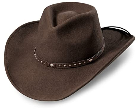 STARS & STRIPES Reno Brown Hut – Formbarer Western-Cowboyhut aus Wollfilz mit Concho-Hutband