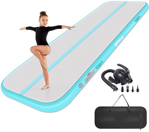 PPXIA Gymnastics Mat Inflatable Tumbling Mat 3M/4M/5M/6M Tumble Track, Air Gym Track with Electric Air Pump for Home Use/Cheerleading