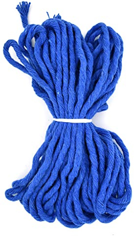 Premium Royal Blue Macrame Cord, 10 m / 32 ft of 2 mm Thick Natural Cotton Thread Yarn Macrame Rope for Wall Hangings, Plant Hangers, DIY Crafts, Home Decorations, Gift Wrapping (Hank)