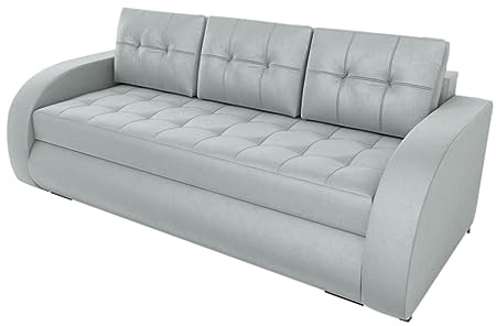 BROMARKT Schlafsofa CORANA - Sofa mit Schlaffunktion und Bettkasten, Bettsofa, Couchgarnitur, Couch, Sofagarnitur, Bett (h85 x t99 x b238 cm, Paros 5 Hellgrau)