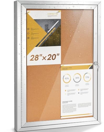 Swansea Pinnwand für den Außenbereich, wetterfest, Kork, manipulationssicher, Notiztafel, mit Aluminiumrahmen, 71,1 x 50,8 cm
