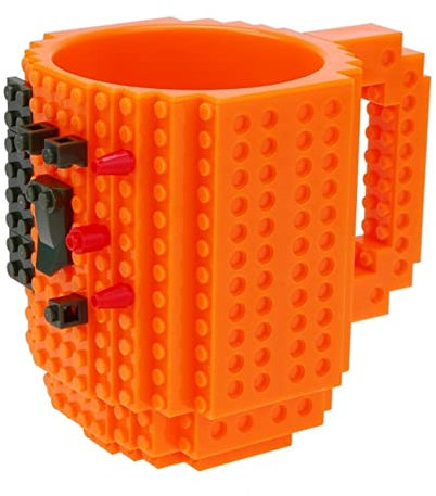 Kaffeetasse 1 STÜCK 12Oz Kaffeetasse BAU-On Backt-Tasse Typ Bausteine Becher DIY. Blockieren Sie Puzzle-Becher-Trinkgeld-Trinkbecher Kaffeetasse Groß (Size : Orange)