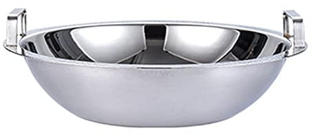OQHAIR Olla Caliente de Acero Inoxidable Shabu Shabu ollas Calientes para Estufa de Gas de inducción (Color: Plata, tamaño: 13.4 in) (Plata 14.2 in)