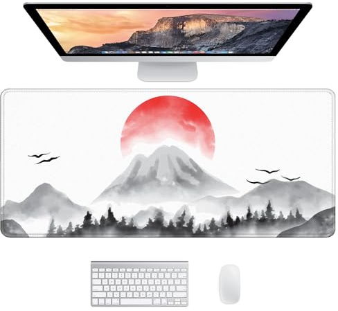 JJ PRIME - Japanese Style XXL Gaming Desk Mat | Large Mouse Mat, 90 X 40cm (Japanese Sun)