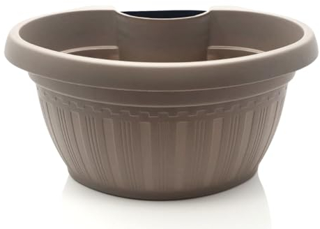 meindekoartikel Regenrinnentopf Blumentopf Pflanztopf aus Kunststoff/Pflanzgefäß für Rohre Pfosten L28 x B20 x H15 cm (Taupe)