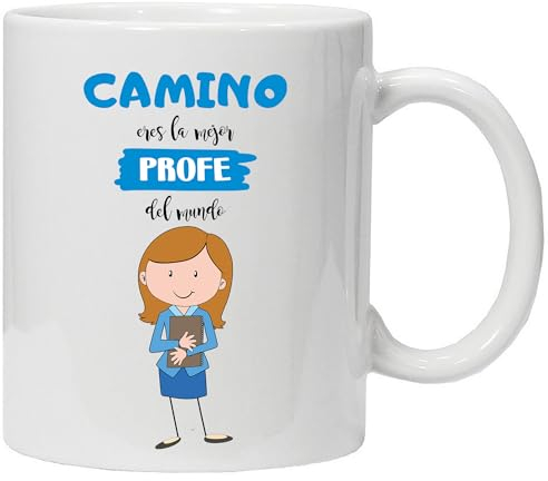 Taza Profesora Personalizada con nombre - La Mejor Profe del Mundo - Taza de Café/Desayuno - Regalos Originales para Profesoras y Maestras - Cerámica 350 ml / 11oz (Profesora) - Paranoia Records