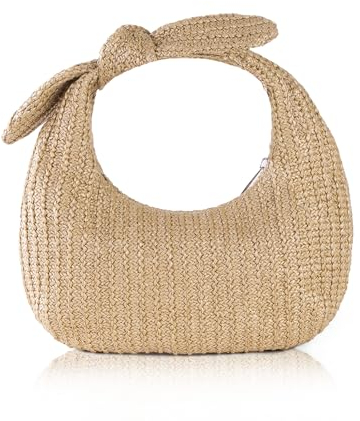 LHHMZ Women Straw Bow Knotted Clutch - Summer Woven Dumpling Clutch for Party Wedding Vacation 2024