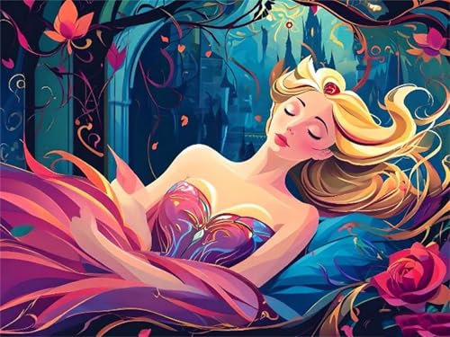 Peinture par Numéro Anime Sleeping Beauty Peinture Numero Enfant, Loisirs Créatifs Activité Manuelle Adultes, Numéro d'Art Complet Peinture par Numero, Maison à Coucher Décoration 30x40cm I-7167