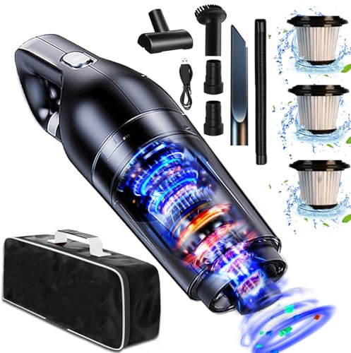 Aspirateur Voiture,15000PA Aspirateur à Main Portable Mini Aspirateur Voiture sans Fil Puissant Professionnel Humide et Sec pour la Maison,Le Canapé,la Cuisine,Les Animaux domestiques,Table,Noir
