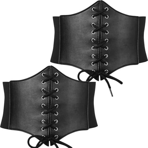 RCVEVCY Corsetto Nero 2 Pezzi, Cintura Elastica Larga, Costume da Pirata per Halloween
