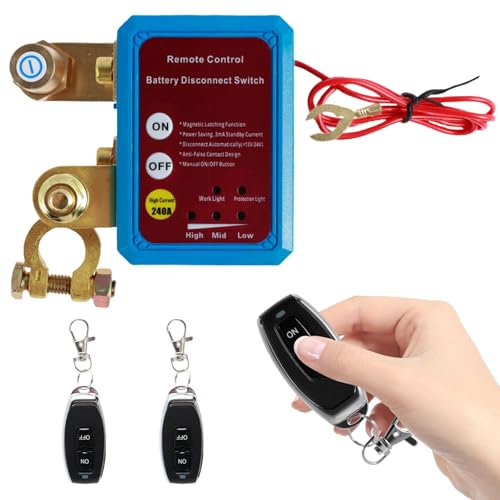 Kill Switch for Car - Remote Battery Disconnect 12V 240A, Automatic Shut Off, Anti-Theft Cut Off Isolator for RV ATV Boat Truck