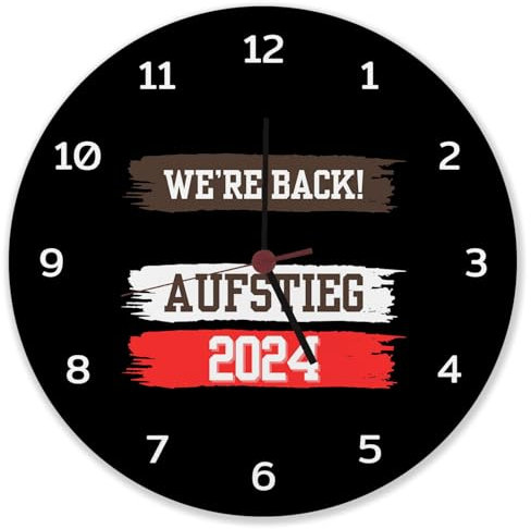 St. Pauli Aufstieg 2024 Wanduhr aus Alu mit Spruch We're Back Wappen-Glanz am Hafen Hamburgs Stolz Reeperbahn und Landungsbrücken feiern mit