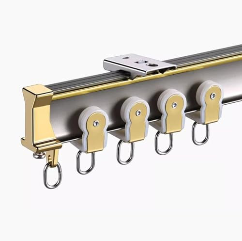 YLFFFZXK Glisseurs de Tringle à Rideaux avec Clips, Baies vitrées/Dressing/Coin de Douche Tringles à Rideaux réglables incurvées et raccords (Montage au Plafond, 36 pi/1097 cm)