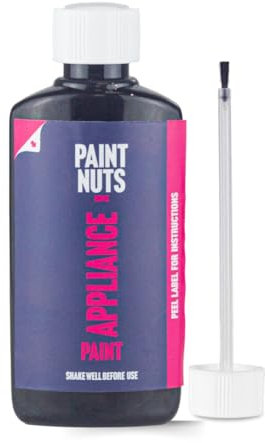 PaintNuts 50ml Appliance Touch-Up Paint for Kitchen & Bathroom – Quick Drying Repair Bottle & Brush – Ideal for Radiators, Showers, Fridges, Ovens, Sinks, Chips & Scratches - Black - Satin