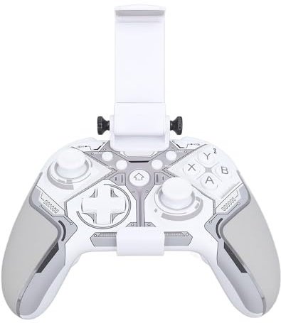 Yanmis Controller di Gioco Cordless RGB, Joystick Effetto Hall, 7 Colori, Pulsanti Programmabili Controller di Gioco con Vibrazione a Doppio Motore (Bianco chiaro di luna)