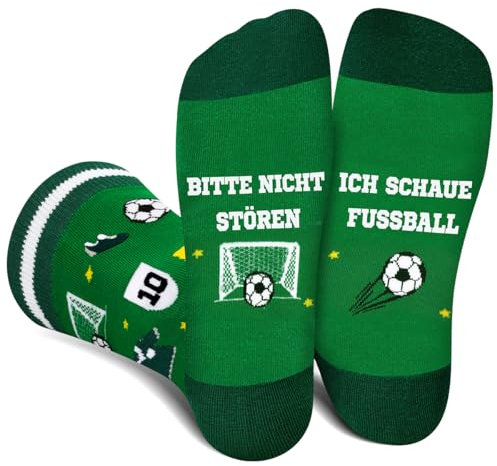 Lustige Socken Herren Damen Jungen - Witzige Socken mit Spruch BITTE NICHT STÖREN, ICH SCHAUE FUSSBALL - Bunte Coole Verrückte Geschenke Weihnachten Ostern Vatertag Geschenkideen für Papa Männer