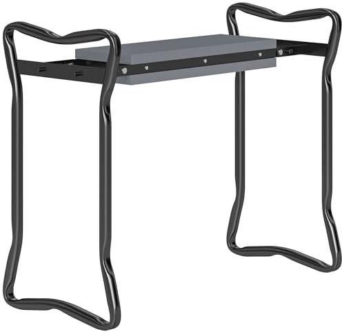 Outsunny 2 in 1 Garden Kneeler Seat, Kneeling Pad Support Bench, Foldable Knee Protector, Grey