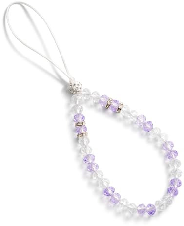 CHUQING Handykette Perlen Kurz Handyband Phone Lanyard Handschlaufe Handy Perlenkette Lila Anhänger Kette Handgelenk