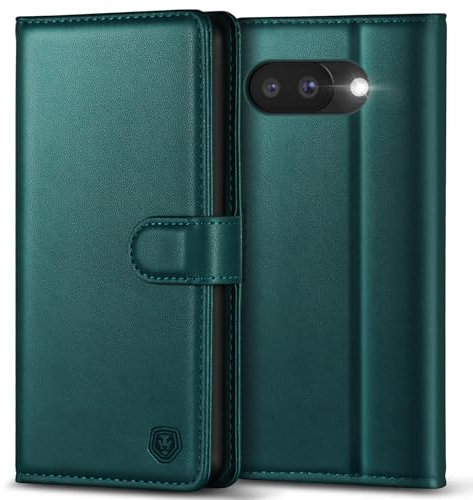Kuafcase for Google Pixel 9A Case with 4 Card Slots Magnetic Closure Kickstand Shockproof Protective Phone Case for Pixel 9A - Green