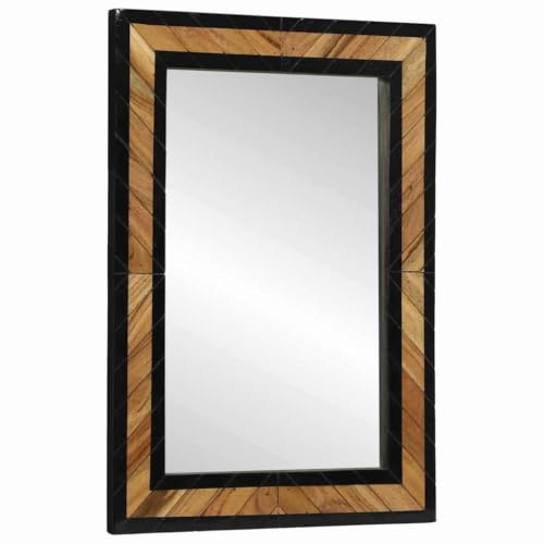 vidaXL Wandspiegel Schwarz und Braun 70 x 2 x 70 cm Massivholz Akazie | Kommt mit coolen dekorativen Einlagen, Super für Flure, Lounges oder Schlafzimmer, Aus massivem Holz und Glas gemacht