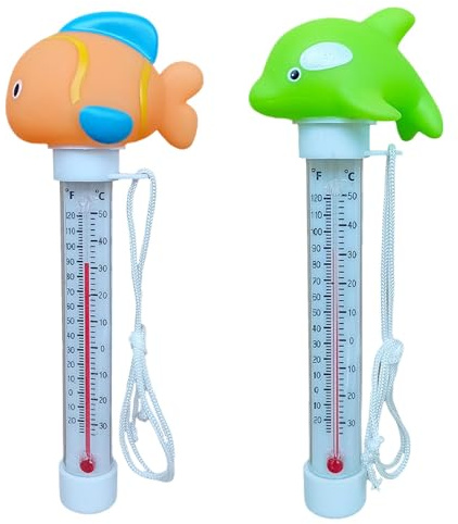 2 Packs Pool Thermometer, Poolthermometer Schwimmend, Thermometer Pool, Wasserthermometer, Cartoon Pools Wassertemperatur Tester, Bruchsicher Badewanne Zubehör Mit String Für Kinder Baby Erwachsene