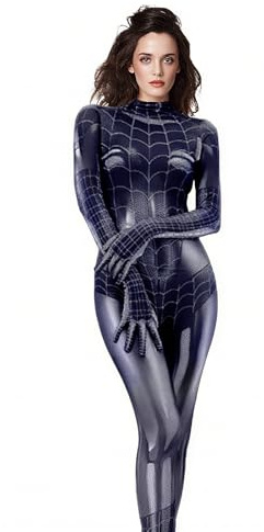 23GUANYI Spinnenkostüm Damen, Faschingskostüme Damen Erwachsene Anime Cosplay Bodysuit für Karneval Party Fasching Maskerade (Grau, XL)