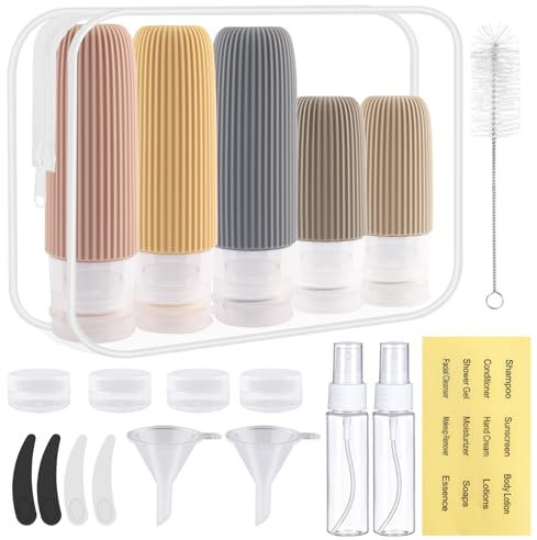 Zosenyer 20 Stück Reiseflaschen Zum Befüllen, Silikon Reiseflaschen Set 90 ml, Reise Flaschen zum Befüllen Behälter für Shampoo, Kosmetik, Duschgel, Travel Containers for Toiletries, mit Etiketten