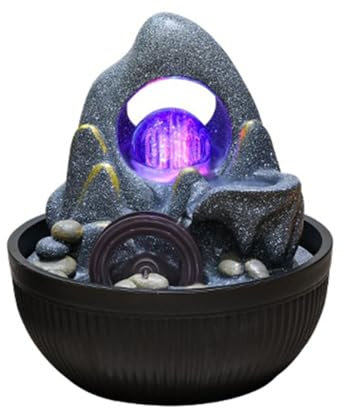 Xilin-872 Fontaine de Table Fontaine de Bureau en résine écologique, Eau de Montagne, méditation Zen, Cascade d'intérieur, décoration de Table de Bureau Fontaine d'Intérieur(Grand)