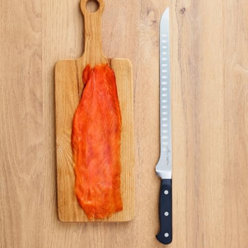 Lion SABATIER - PLUTON Salmon Knife - 30 cm - Rigid Honeycomb Blade and Stainless Steel Rivets - Allows You to Cut Salmon into Thin Slices with Precision