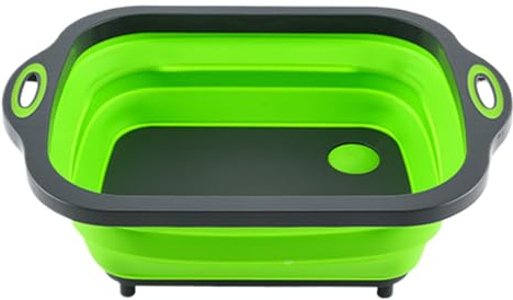 Bassin à vaisselle portable, récipient multifonction pliable, évier portable avec motif planche à découper, idéal pour le camping, la randonnée, la pêche, le pique-nique, le jardinage, la lessive et
