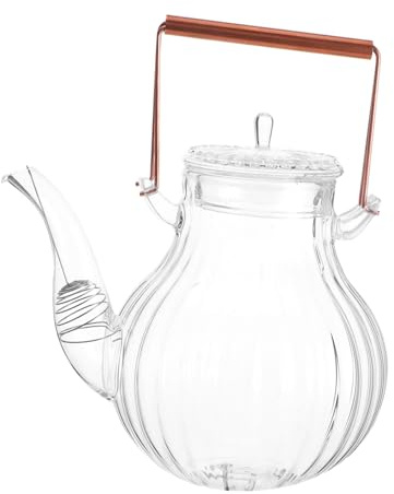 BAZEITFLOW Heat Resistant Glass Tea Kettle Water Heating Pot with Comfortable Handle for Stove Top Tea Pot Induction Hob 800Ml Home