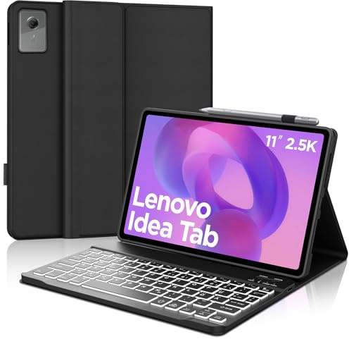 Occtingkind Für Lenovo Idea Tab 11 Tastaturhülle mit Beleuchtung QWERTZ | Mit 7-Farben Beleuchtung - Langer Akkulaufzeit, Für Optimale Nutzung, Für Lenovo Idea Tab 11 Hülle mit Tastatur Schwarz