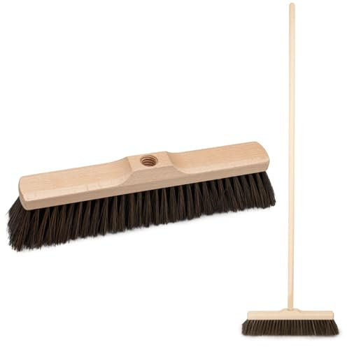 Zimmerbesen 35 cm mit 120 cm Buchenholzstiel – Kehrbesen mit 22 mm Gewinde und weichen PET-Borsten für Innen & Außen